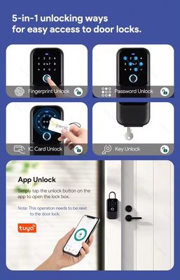 Домашний Отель Офис WiFi подключенный Smart Lock Tuya Network Электронный пароль Коробка Металлические ворота Стекло IP65 водонепроницаемость