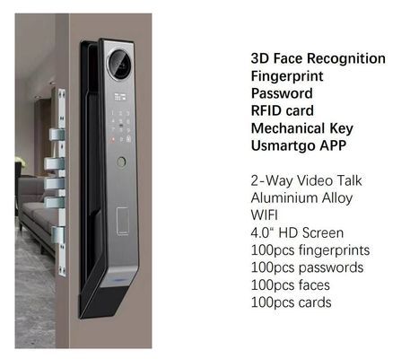 Умный замок с поддержкой Wi-Fi с 3D распознаванием лиц и совместимостью приложений U Smart go
