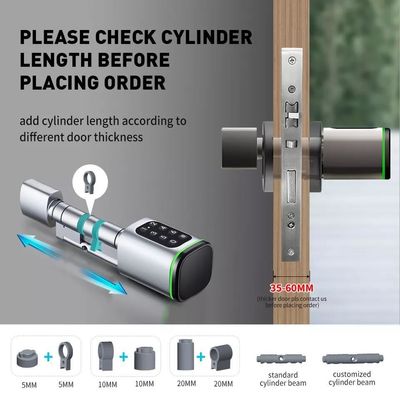 Толщина двери 35-45 мм Tuya App Unlock Smart Digital Electronic Cylindrical Door Lock (Умный цифровой электронный цилиндрический дверной замок)