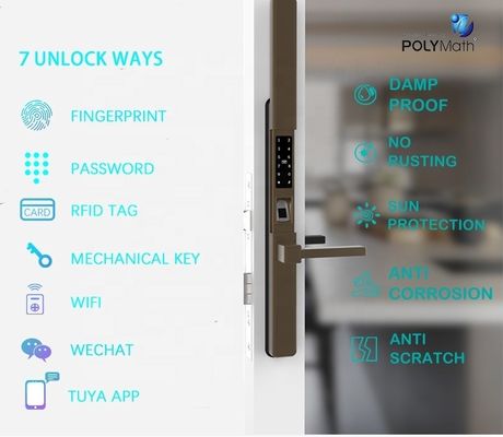 Сеть Blue Tooth Алюминиевая дверь Туя Водостойкий отпечаток пальцев Замок BLE WIFI Умный замок двери